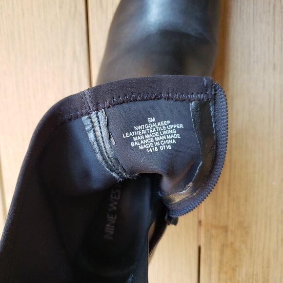 EUC NINE WEST NW7 GoalKeep leather jet black heel ankle boots (9) - Picture 3 of 7